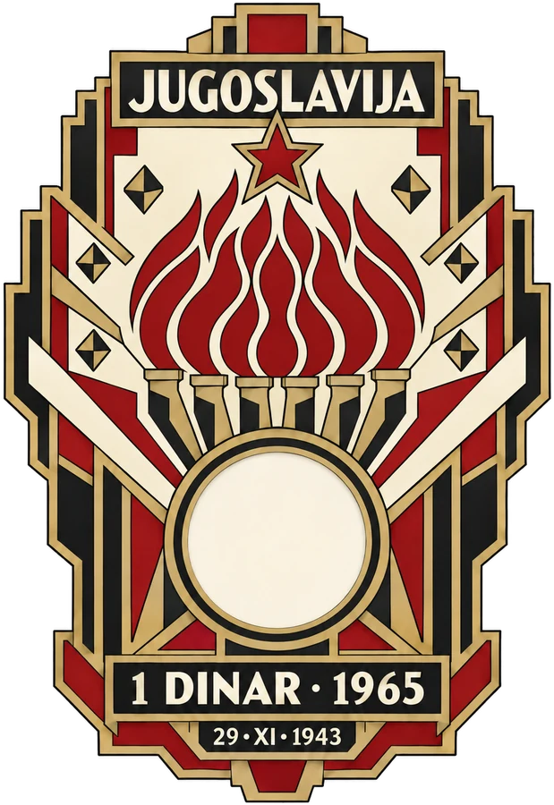 Six Torches · 1 Dinar plaque